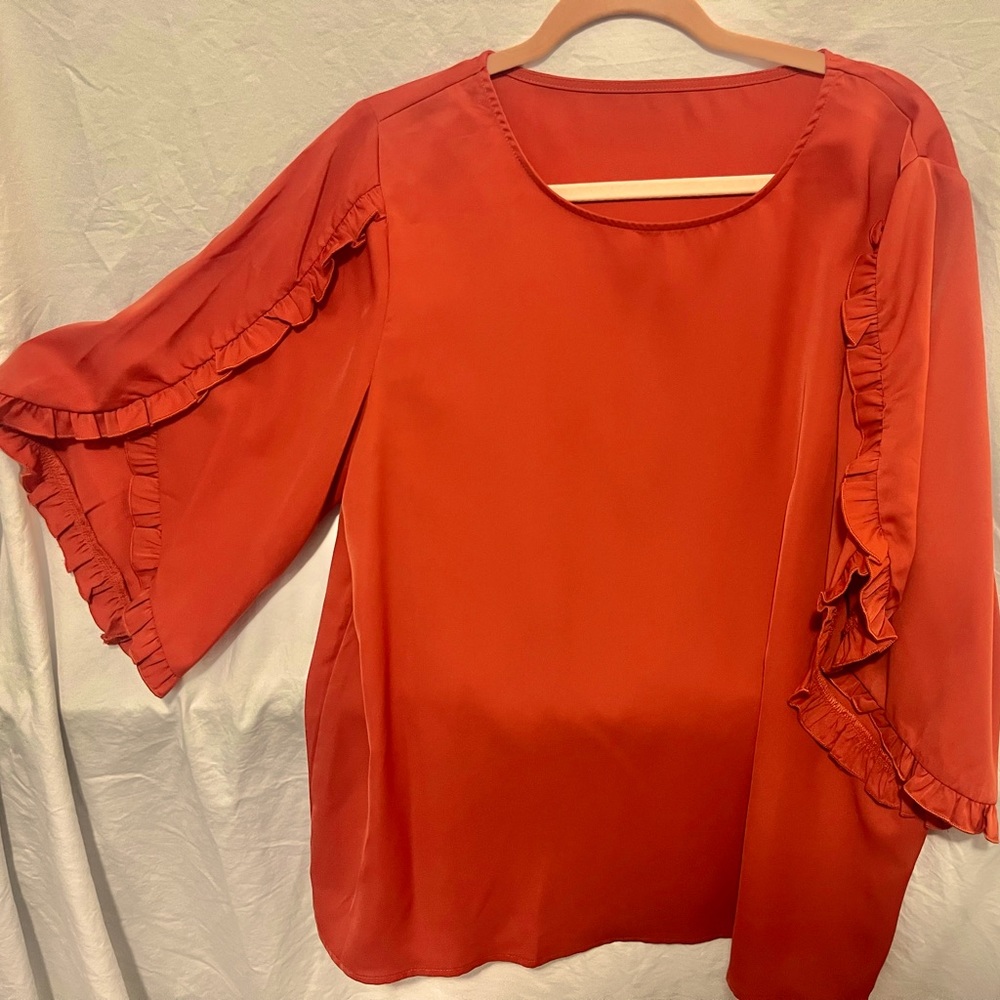 Silky Ruffle Sleeve Blouse